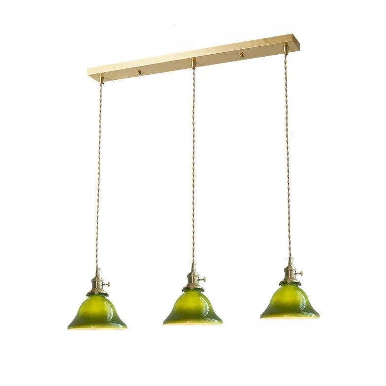 Green Bar Pendant Light For Bedroom Hailie Metal & Glass Warm White Ip20