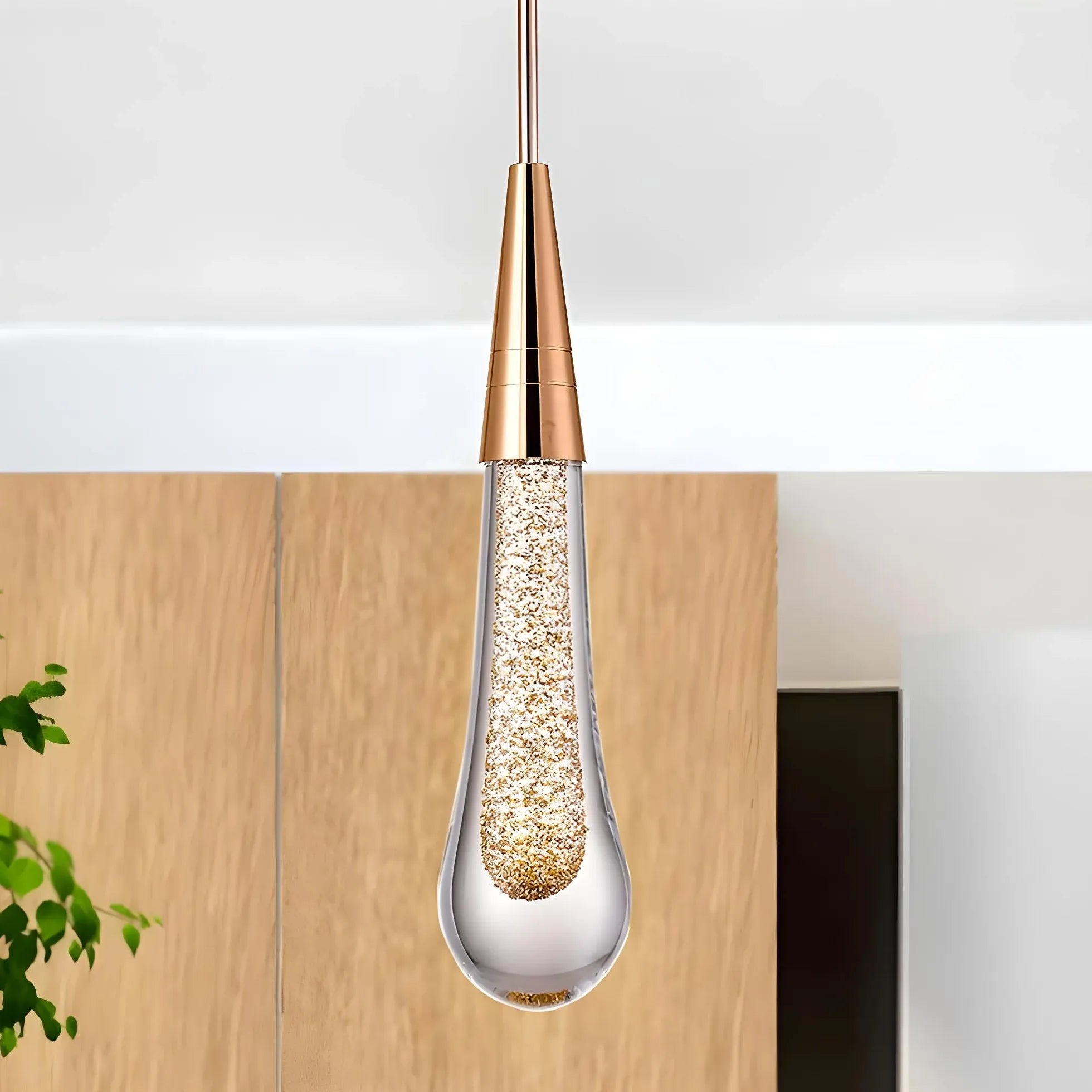 Gold Light Single Pendant For Bedroom Hailie Metal & Crystal Ip20 Warm White