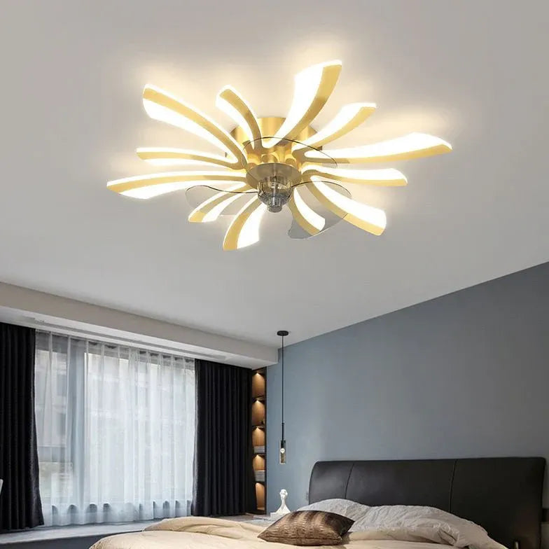 Ceiling Fan With Light For Bedroom Hana Metal & Acrylic Dimmable