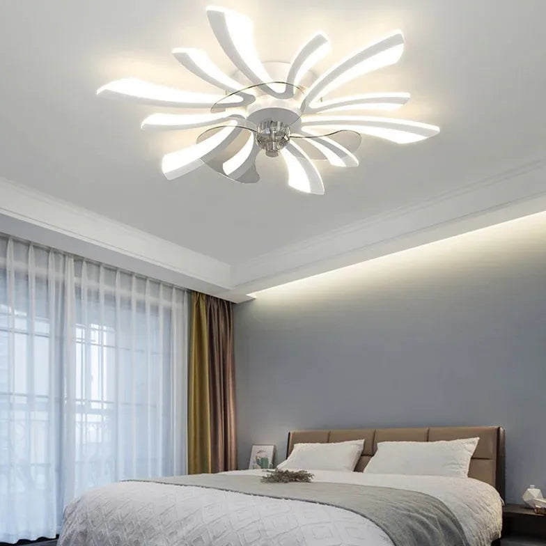 Ceiling Fan With Light For Bedroom Hana Metal & Acrylic Dimmable