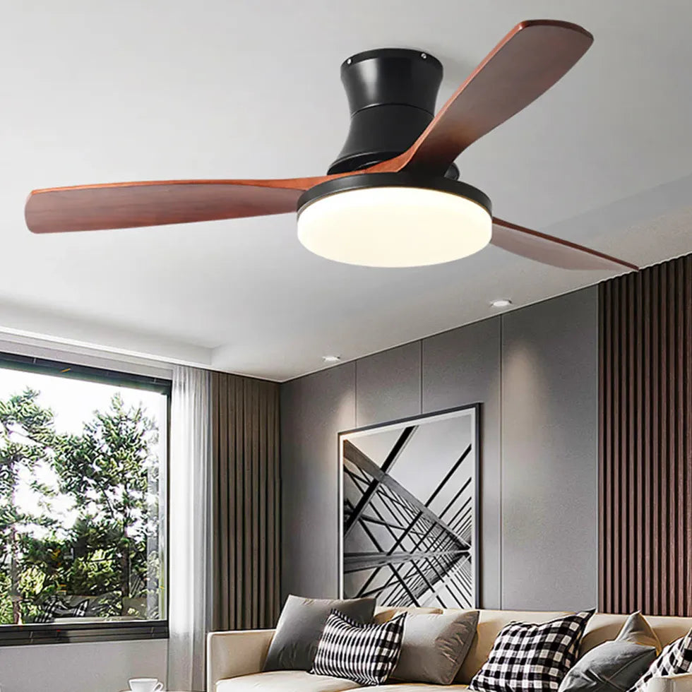 Black Ceiling Fan With Light For Study Room Haydn Metal Ip20 Dimmable Led