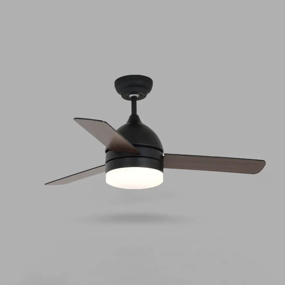 Black Ceiling Fan With Light For Study Room Haydn Metal Dimmable Ip20