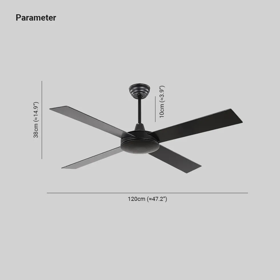 Black Ceiling Fan With Light For Study Room Haydn Metal Ip20