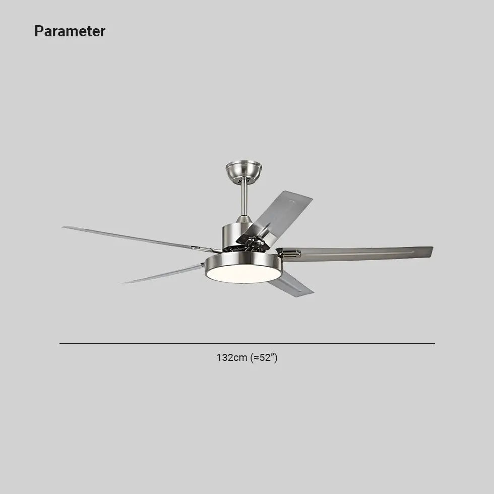 Silver Ceiling Fan With Light For Study Room Haydn Metal & Acrylic Dimmable Led