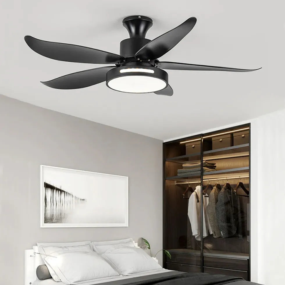 White Ceiling Fan With Light For Study Room Haydn Metal Led Ip20