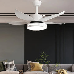 White Ceiling Fan With Light For Study Room Haydn Metal Led Ip20