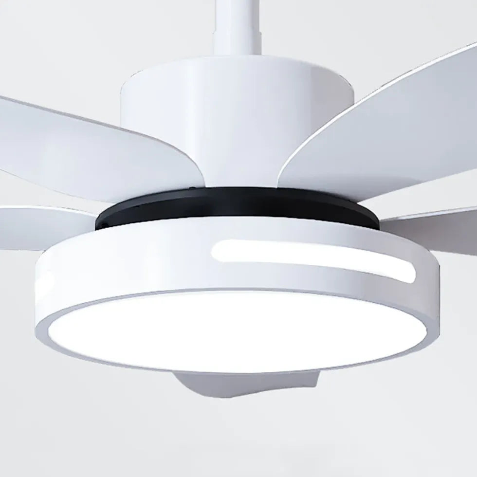 White Ceiling Fan With Light For Study Room Haydn Metal Led Ip20