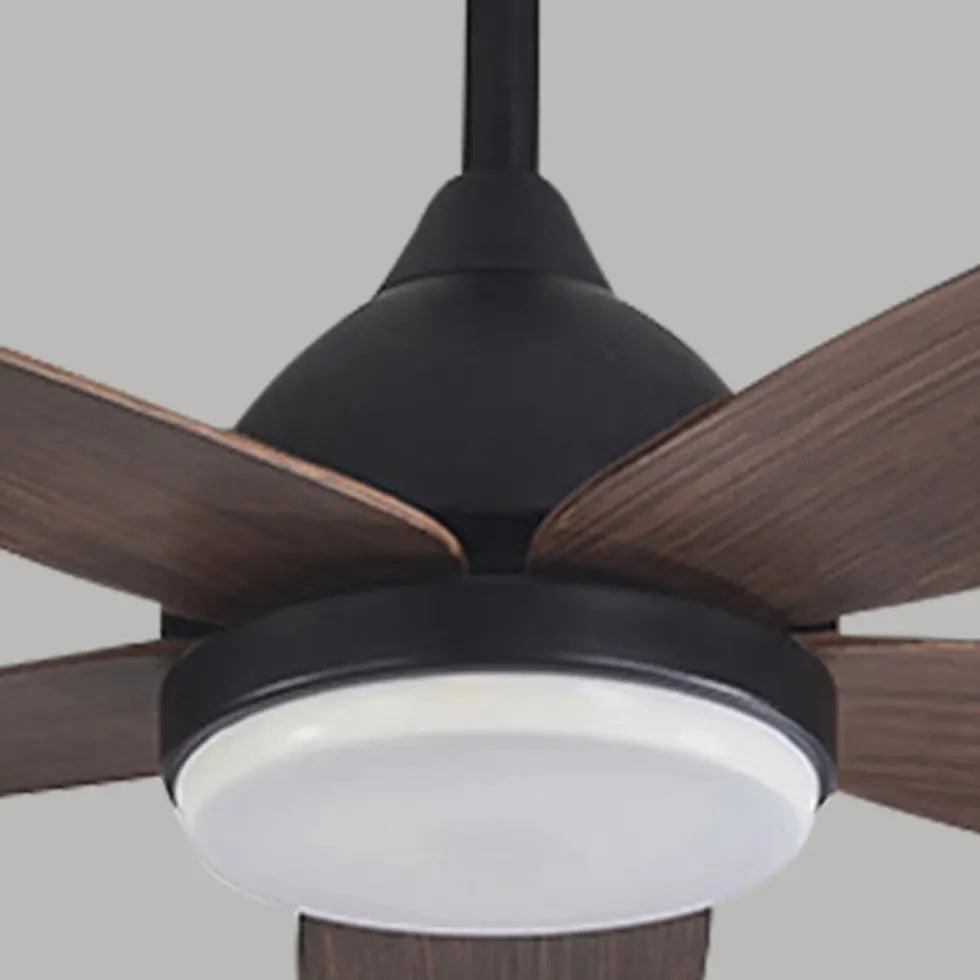 Black Ceiling Fan With Light For Study Room Haydn Metal & Wood Dimmable Led