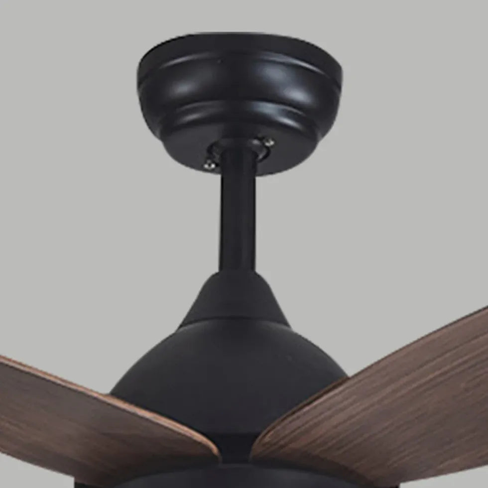 Black Ceiling Fan With Light For Study Room Haydn Metal & Wood Dimmable Led