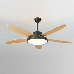 Black Ceiling Fan With Light For Study Room Haydn Metal Ip20 Dimmable