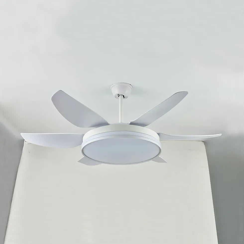 Black Ceiling Fan With Light For Study Room Haydn Metal Dimmable Ip20 Led