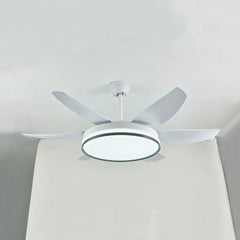 Black Ceiling Fan With Light For Study Room Haydn Metal Dimmable Ip20 Led