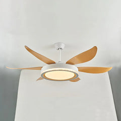 White Ceiling Fan With Light For Study Room Haydn Metal & Acrylic Ip20 Dimmable Led