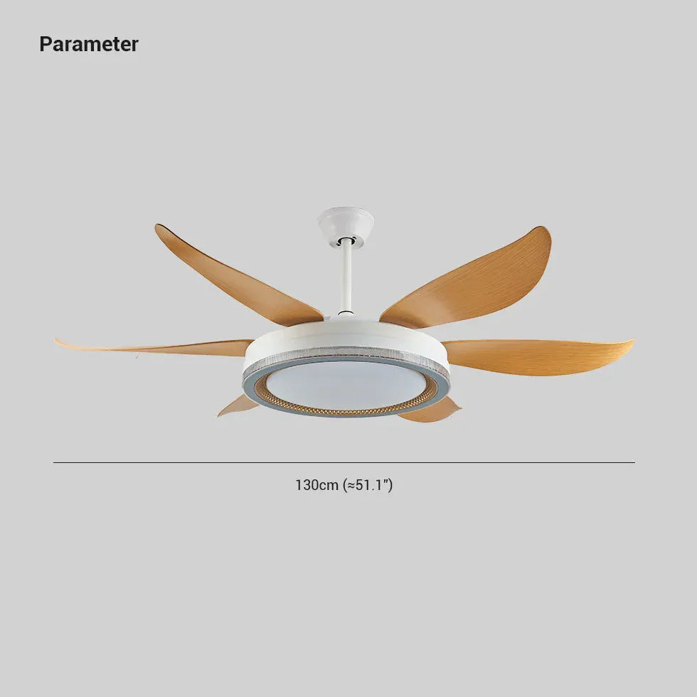 White Ceiling Fan With Light For Study Room Haydn Metal & Acrylic Ip20 Dimmable Led