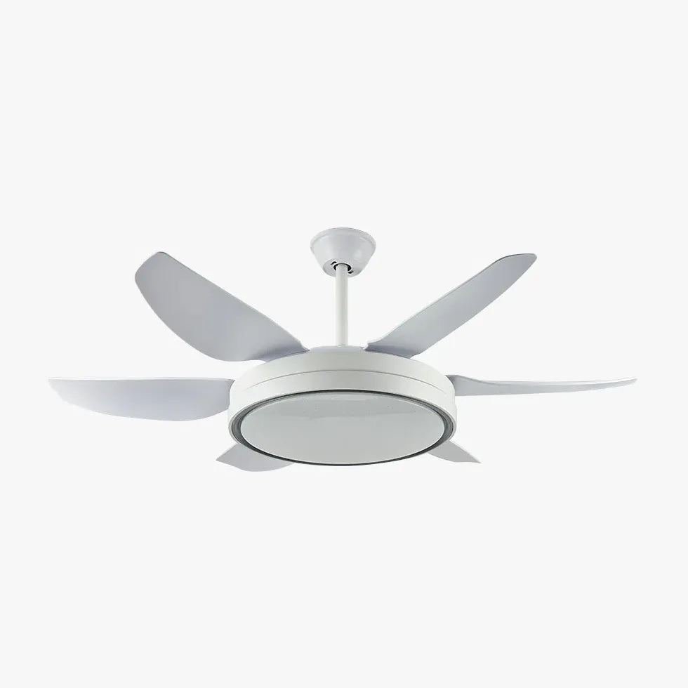 White Ceiling Fan With Light For Study Room Haydn Metal Dimmable