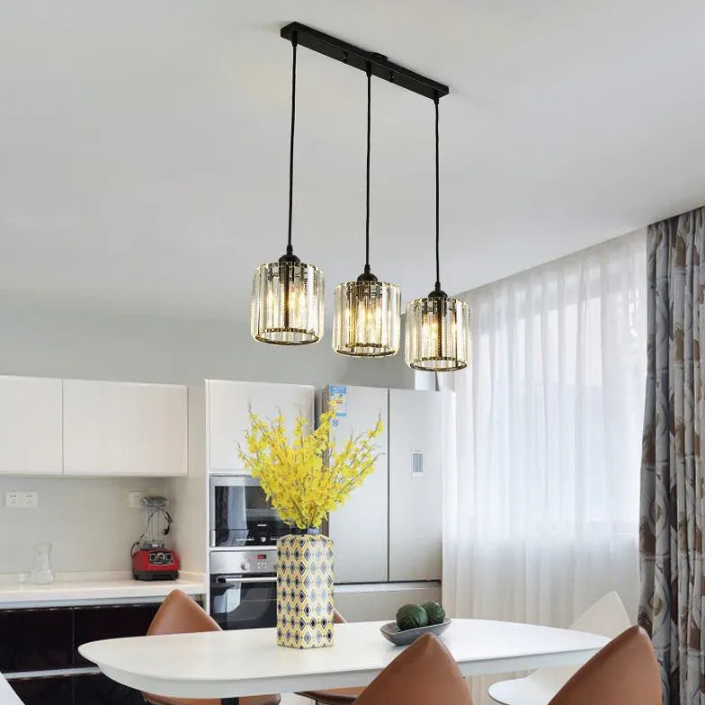 Black Chandelier For Bedroom Cylinder Herbert Metal & Glass Ip20 Plug