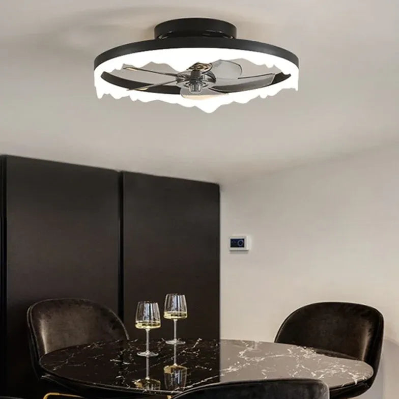 Black Ceiling Fan With Light For Bedroom Herbert Metal Ip20 Led Dimmable