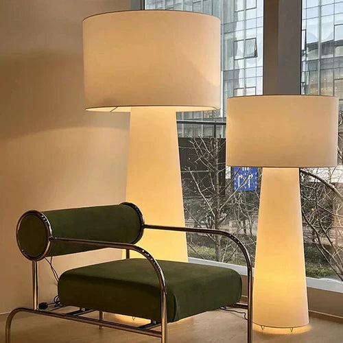 Floor Lamp For Living Room Cylinder Eryn Metal & Fabric Led