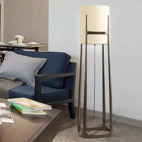 Floor Lamp For Living Room Cylinder Eryn Metal & Fabric Ip20 Led