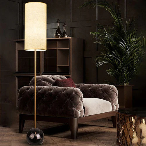 Floor Lamp For Living Room Cylinder Eryn Metal & Fabric Ip20