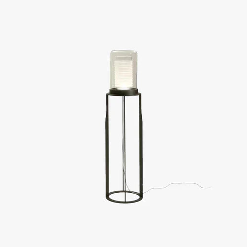 Black Floor Lamp For Study Room Cylinder Eryn Metal & Glass