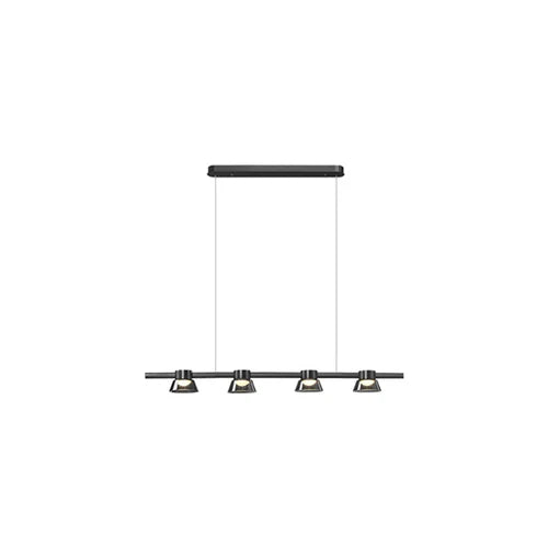 Black Statement Pendant Light For Dining Room Linear Evette Metal & Glass Led