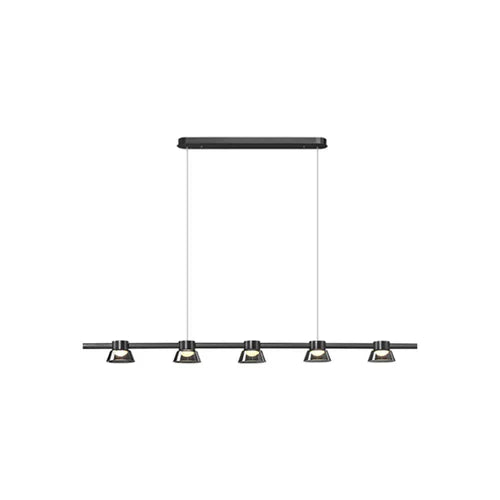 Black Statement Pendant Light For Dining Room Linear Evette Metal & Glass Led