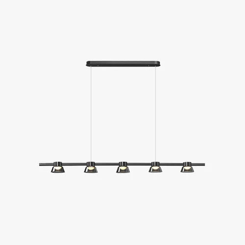 Black Statement Pendant Light For Dining Room Linear Evette Metal & Glass Led