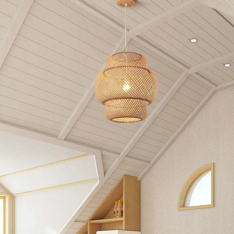 Pendant Lamp - Japanese Style Bamboo Rattan