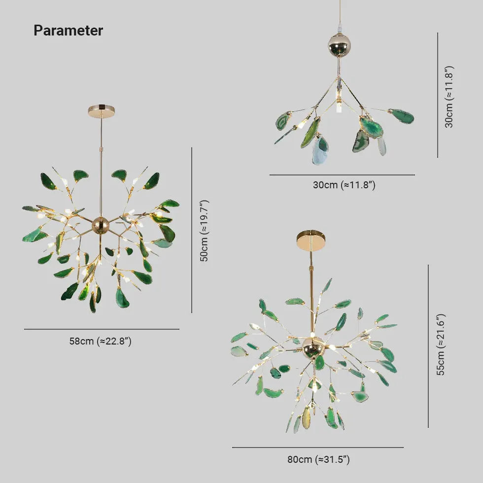 Art Deco Deckenleuchter mit Onyx und Glühwürmchen