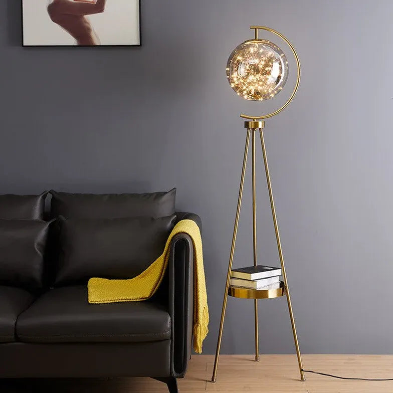 Gold Tripod Floor Lamp For Bedroom Valentina Metal Warm White