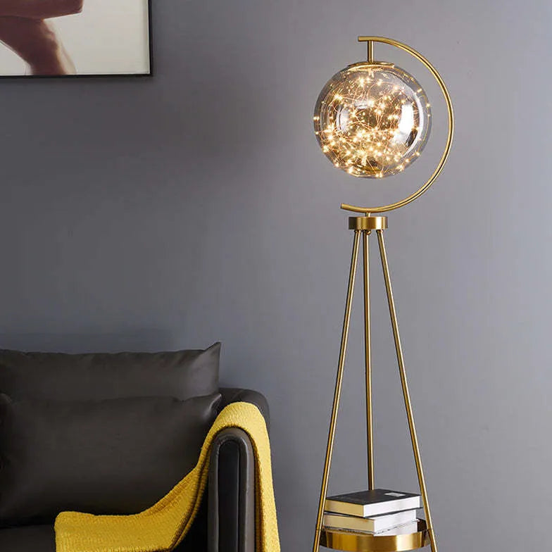 Gold Tripod Floor Lamp For Bedroom Valentina Metal Warm White