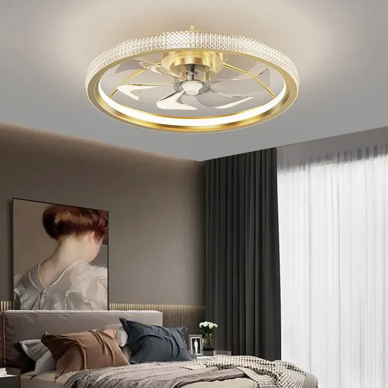 Ceiling Fan With Light For Bedroom Kirsten Metal & Acrylic Ip20 Dimmable Led