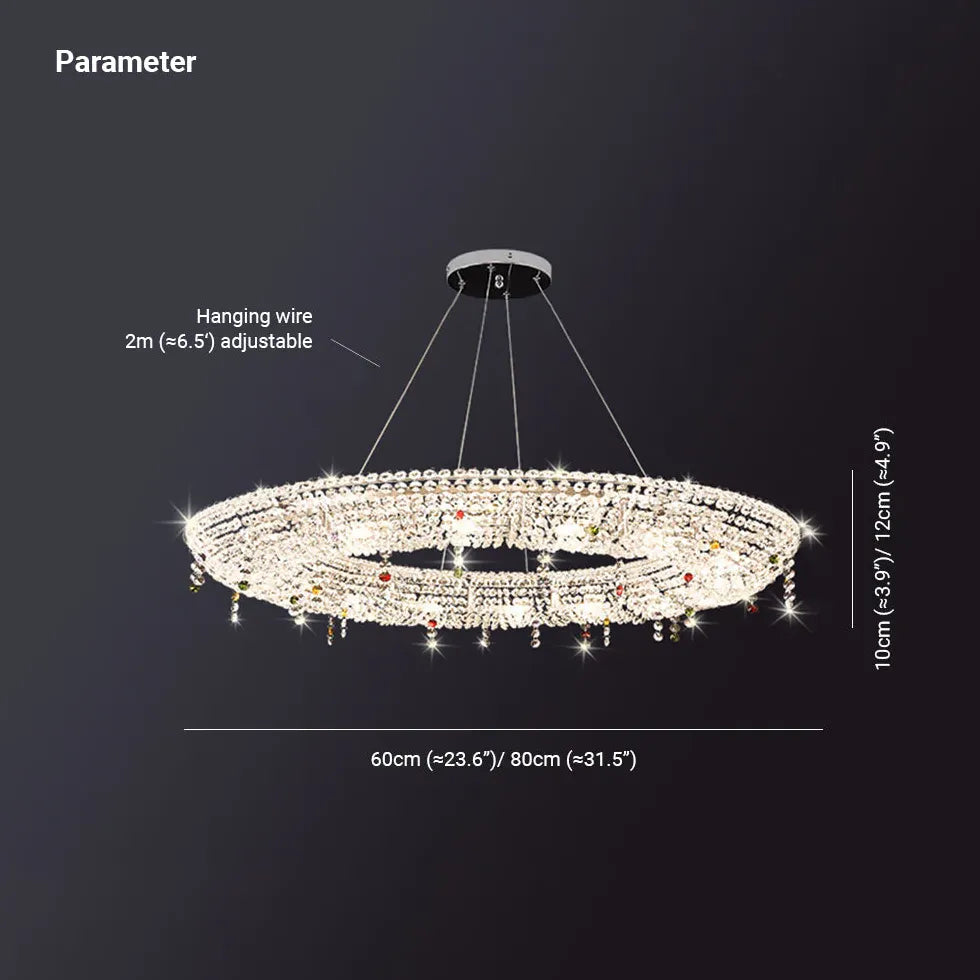 Statement Pendant Light For Living Room Round Kristy Metal & Crystal