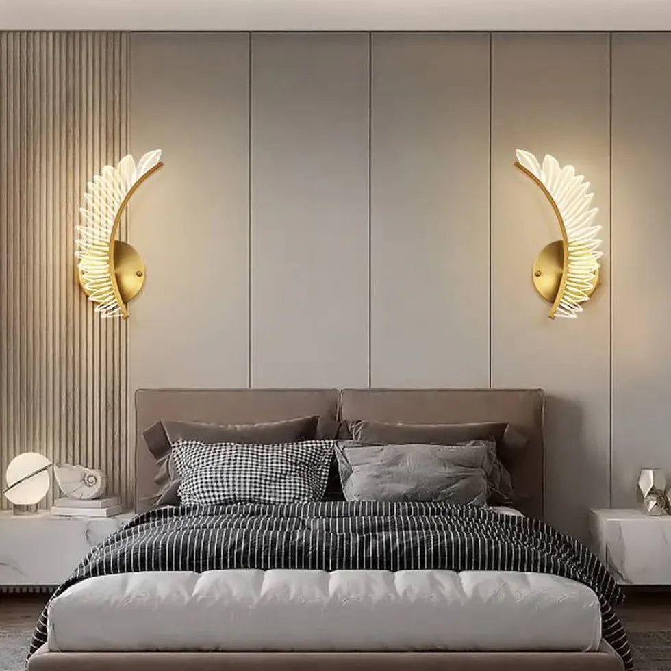 Gold Flush Wall Light For Bedroom Kristy Metal & Acrylic Ip20