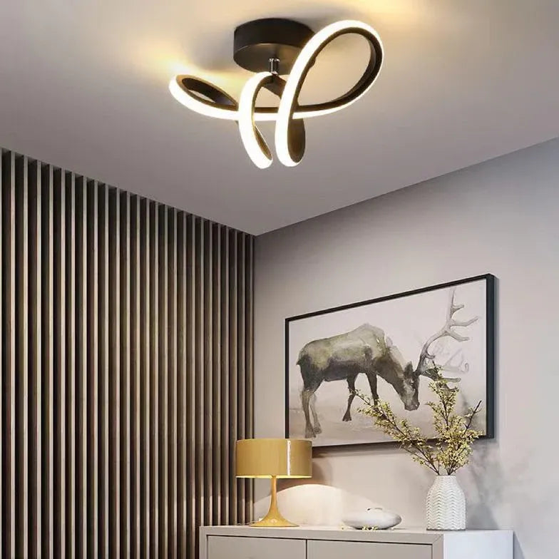 Black Semi-flush Light For Bedroom Lacey Metal