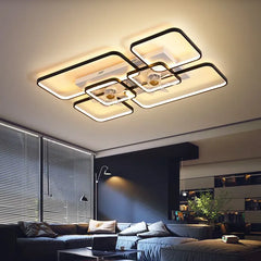 Ceiling Fan With Light For Bedroom Rectangular Lacey Metal Dimmable Led Ip20