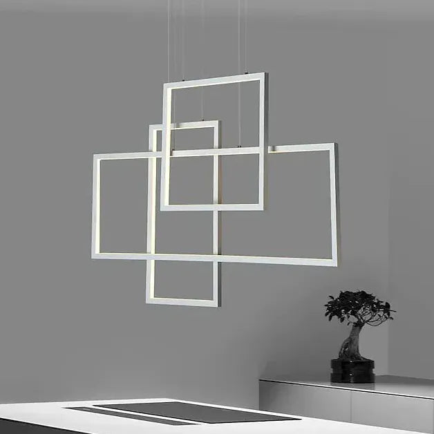 Statement Pendant Light For Living Room Square Modern Aluminum