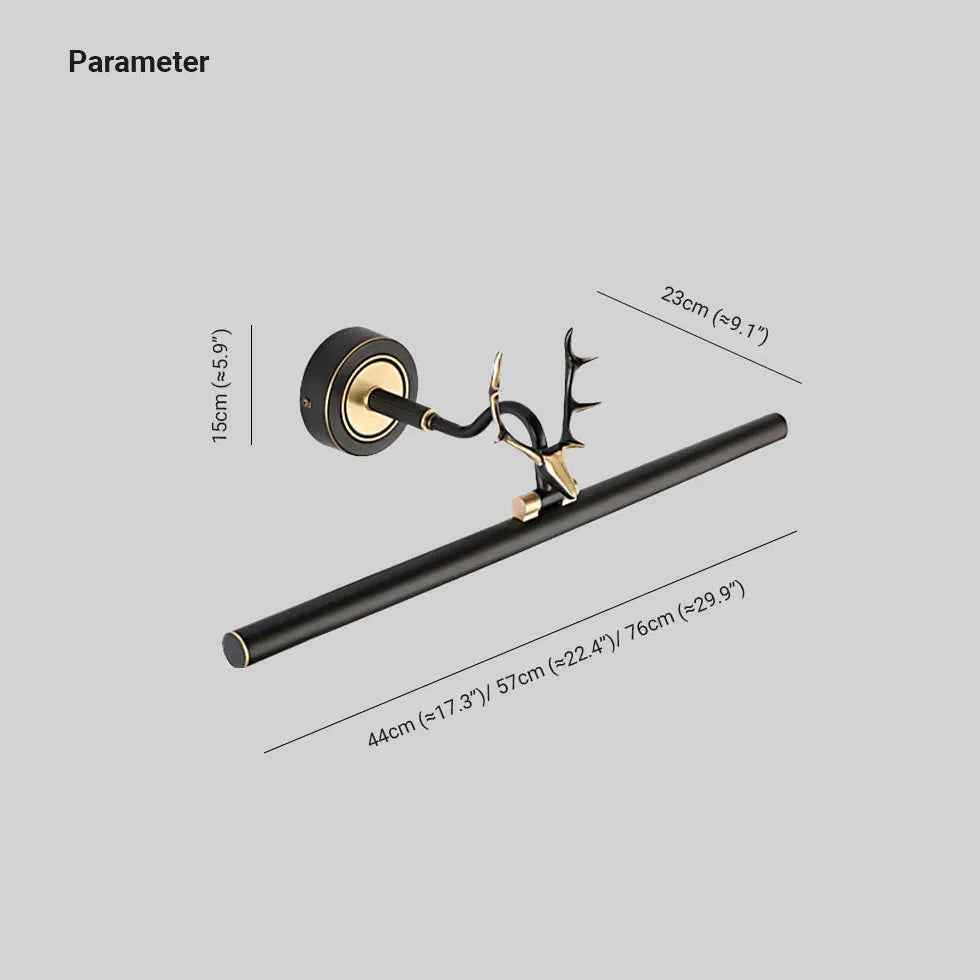 Wandleuchte linear schwarz im amerikanischen Antler Stil