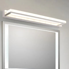 White Mirror Light For Bathroom Rectangular Leigh Metal & Pc Led Warm White