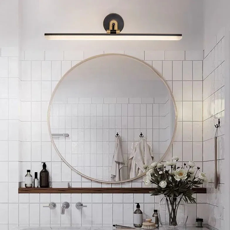 Black Mirror Light For Bathroom Linear Leigh Metal Warm White