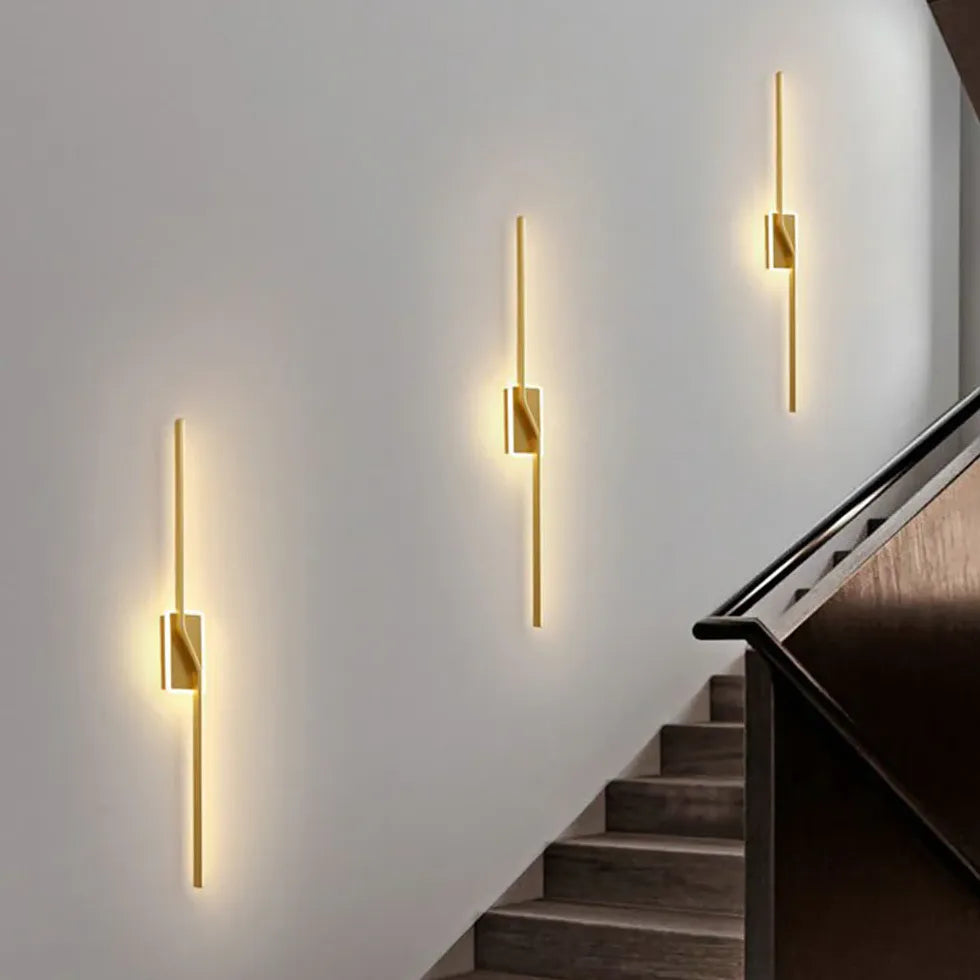 Gold Flush Wall Light For Bathroom Linear Leigh Metal & Silica Gel Led Cool White Ip44