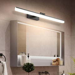 Black Mirror Light For Bathroom Rectangular Leigh Metal Ip44 Warm White