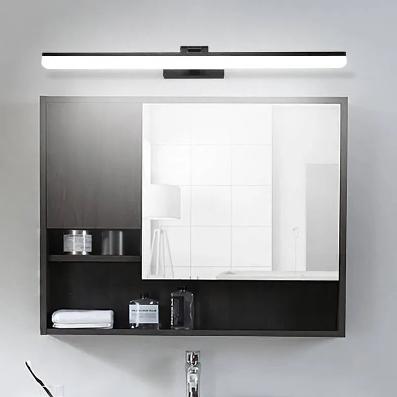 Black Mirror Light For Bathroom Rectangular Leigh Metal Ip44 Warm White