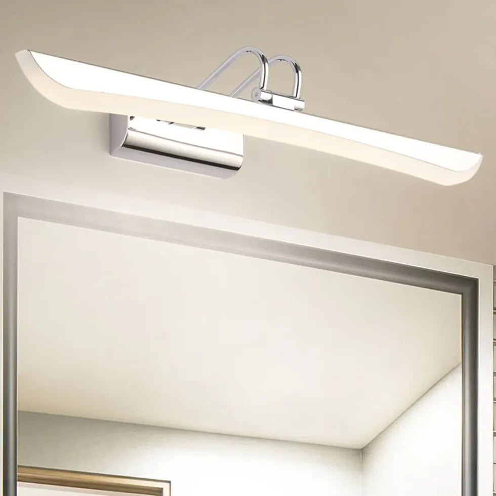 White Mirror Light For Bathroom Linear Leigh Metal & Acrylic Led Ip44 Warm White