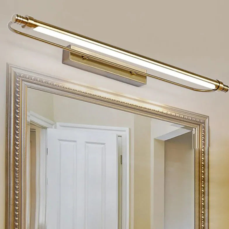 Gold Mirror Light For Bathroom Linear Leigh Metal & Acrylic Led