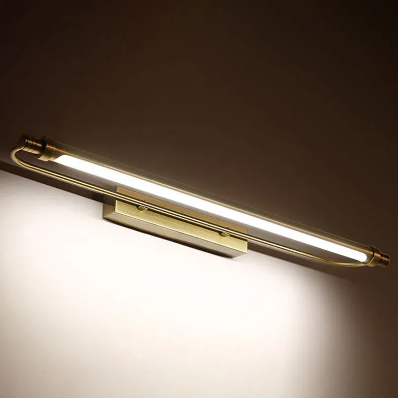 Gold Mirror Light For Bathroom Linear Leigh Metal & Acrylic Led