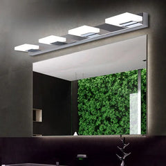 White Mirror Light For Bathroom Square Leigh Metal & Acrylic Three Colours Temperature Swithable