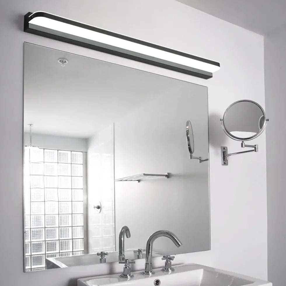 Black Mirror Light For Bathroom Rectangular Leigh Stainless Steel Led