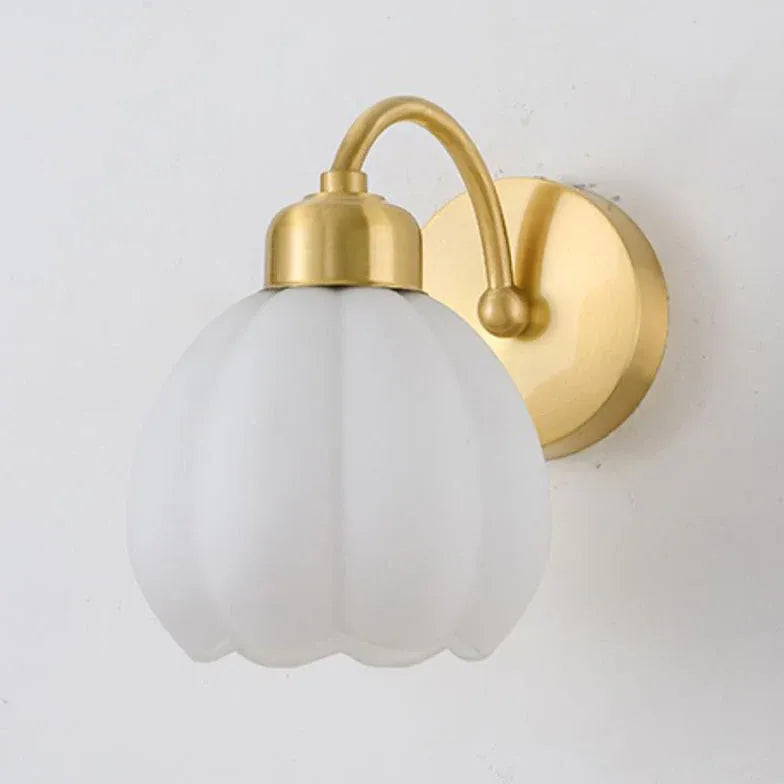 Gold Single Arm Wall Light For Bedroom Lily Metal & Glass Ip20 Led